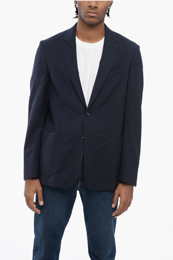 Shop Corneliani Id Unlined Jacquard Virgin Wool Blazer