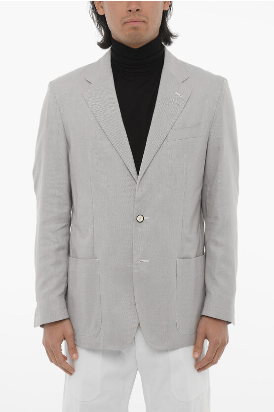 Corneliani Id Unlined Wool Blend Blazer With Patch Pockets In Multi