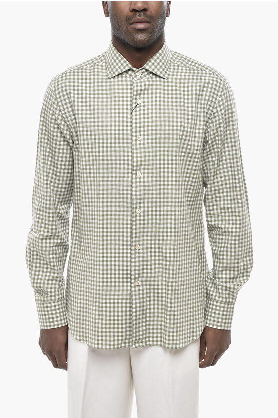 Corneliani Id Vichy Check Shirt With French Collar In Multi