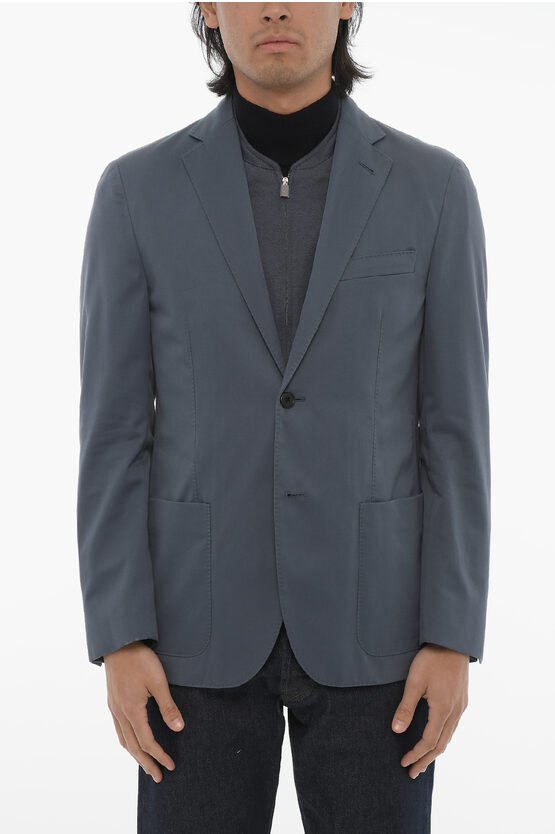 Corneliani Id Wool Blend Blazer With Removable Chest Piece In Blue