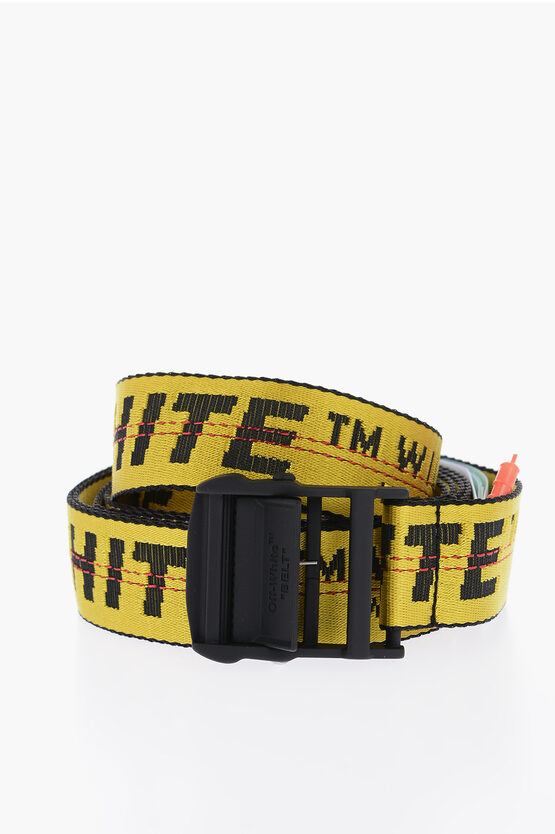 Shop Off-white Industrial H3 Belt With All Over Embroidered Lettering