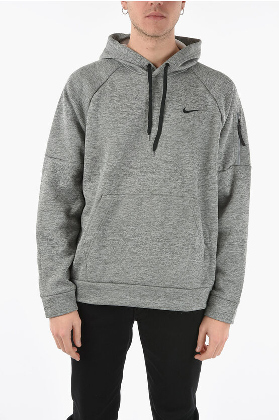 Nike Inner Fleeced Therma Fit Sweatshirt With Maxi Patch Pocket In Gray