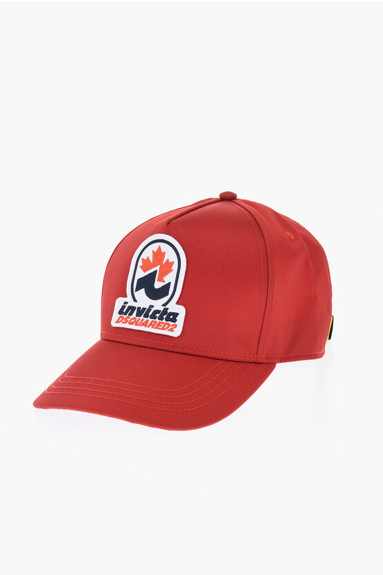 Dsquared2 Invicta Solid Color Cap With Embroidery In Red