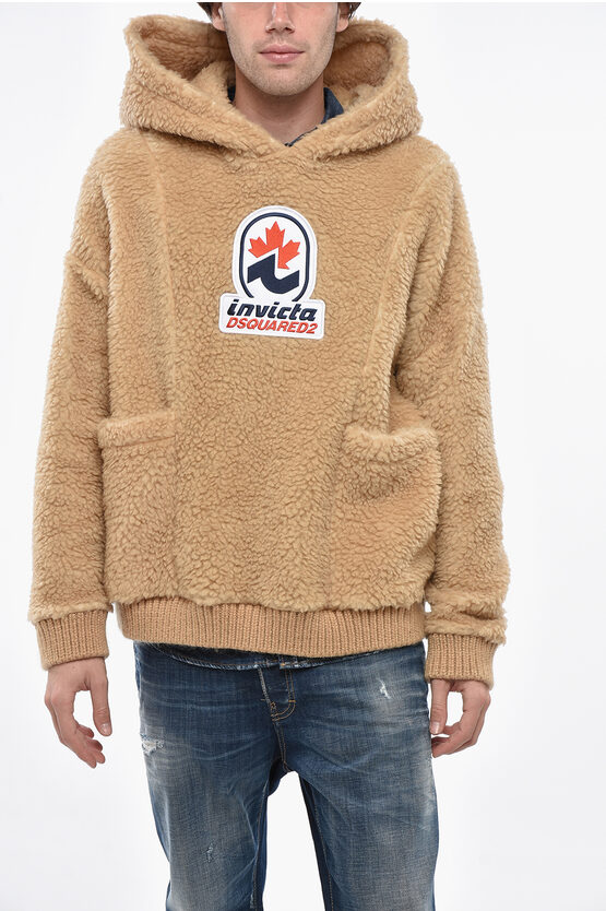 Dsquared2 Invicta Teddy Jacket With Hood And Maxi Pockets In Brown