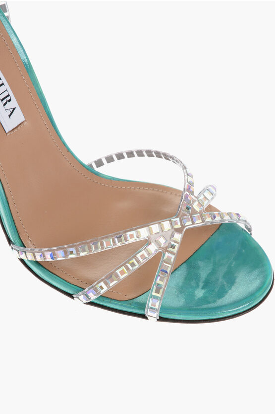 Aquazzura Iridescent Leather DANCE PLAXI Ankle-Strap Sandals