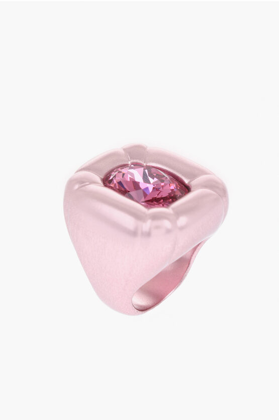 Swarovski Iridescent Metal Dulcis Cocktail Ring With Cushion Cut Cryst