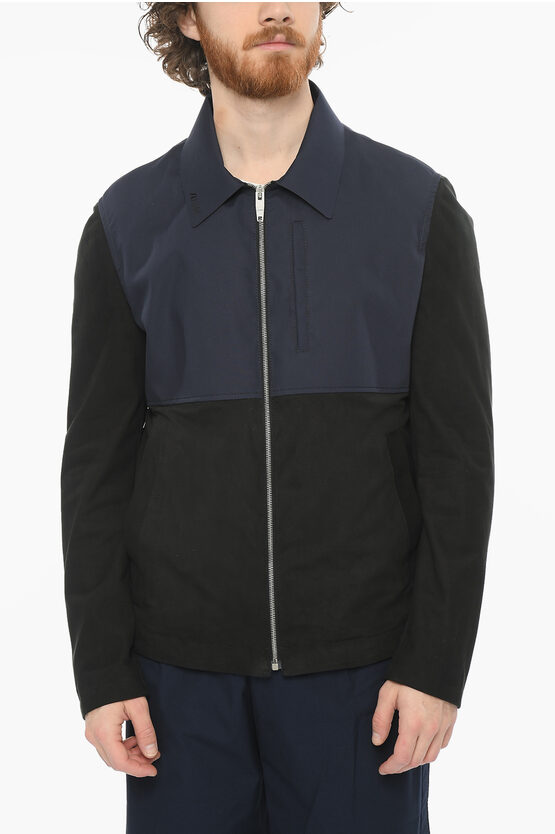 Shop Drome Jacket With Leather Inserts And Sleeves