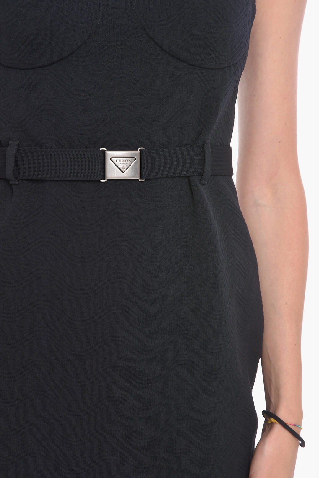 【2025】お歳暮・冬ギフト Bodycon Jacquard Prada Dress women Belt Logoed with ワンピース