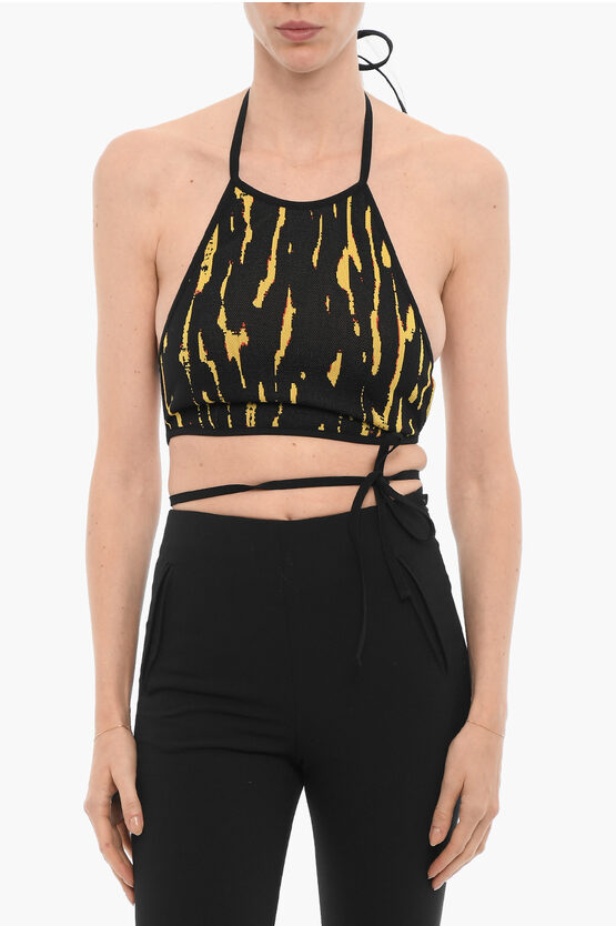 Ambush Jacquard-pattern Strapless Top