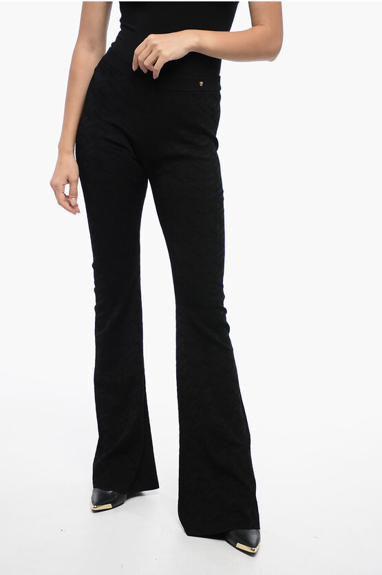 Shop Versace Jacquard Fabric Flared Fit Pants