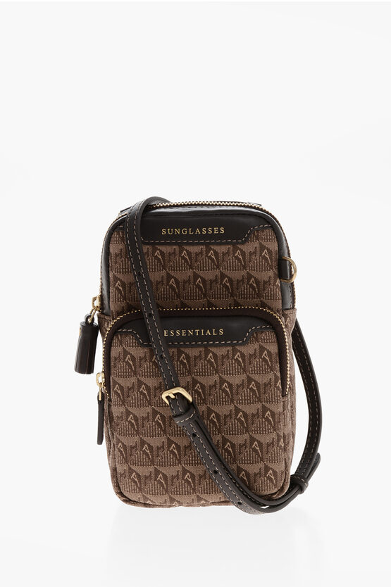 Anya Hindmarch Jacquard Fabric Shoulder Bag With Faux Leather Details