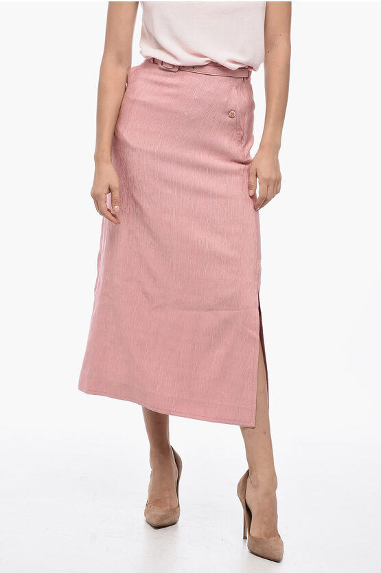 Shop Gucci Jacquard Flared Skirt With Belt