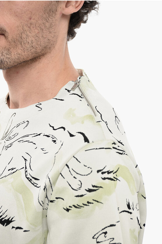 Jil Sander Jacquard Jersey RABBIT T-Shirt with Shoulder Zip