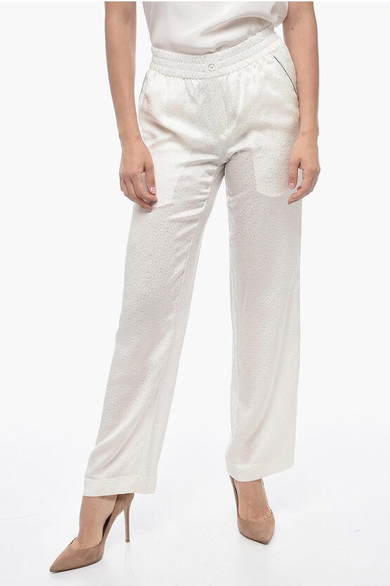 Shop Casablanca Jacquard Silk Pants With Elastic Waistband