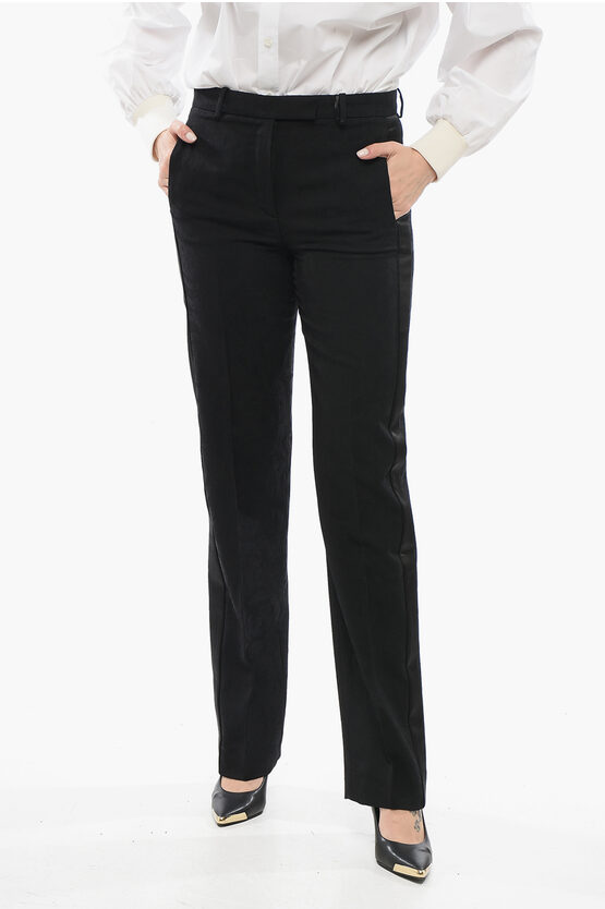 Versace Jacquard Wool Pants With Satin Side Bands