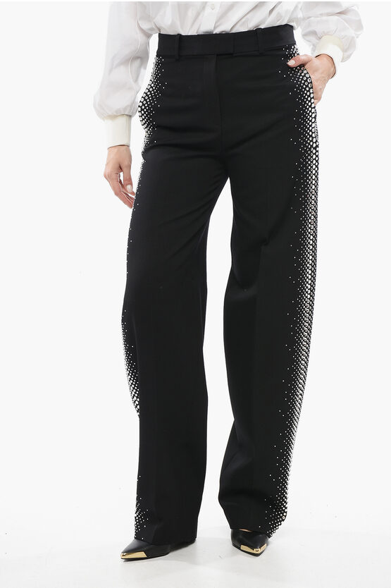 Attico Jagger Wide-leg Pants With Rhinestones