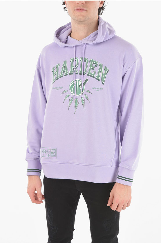 Neil Barrett James Harden X  Easy Fit Hoodie With Printed Log In Blue