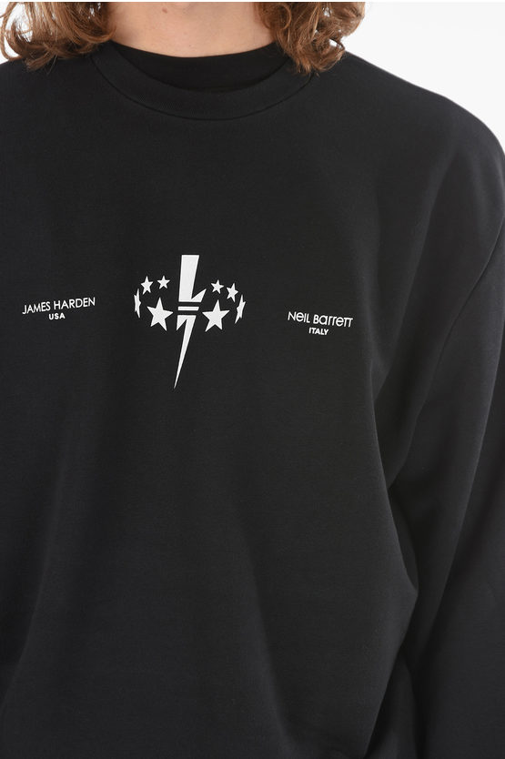 JAMES HARDEN X NEIL BARRETT Felpa girocollo in Jersey Leggero con Stampa BOLT STAR