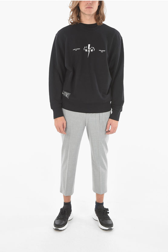 JAMES HARDEN X NEIL BARRETT Felpa girocollo in Jersey Leggero con Stampa BOLT STAR