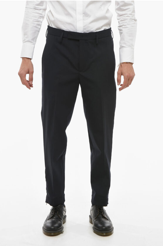 Neil Barrett Jamie Slim Trousers With Zip At The Cuffs In Black