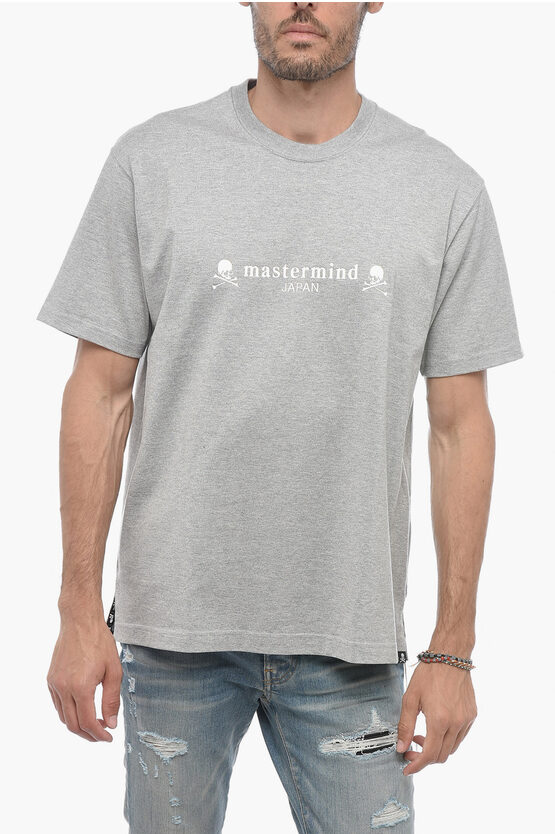 Shop Mastermind Japan Cotton Crew-neck T-shirt With Side Split