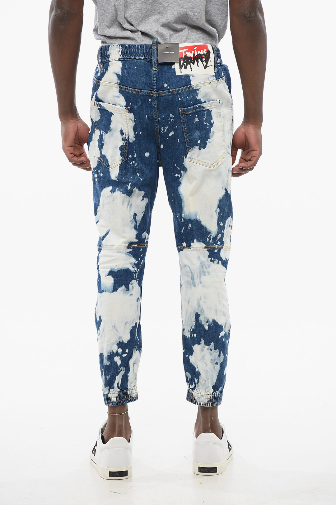 Dsquared2 Jeans Combat Fit in Denim Tie Dye con Polsini Elastici