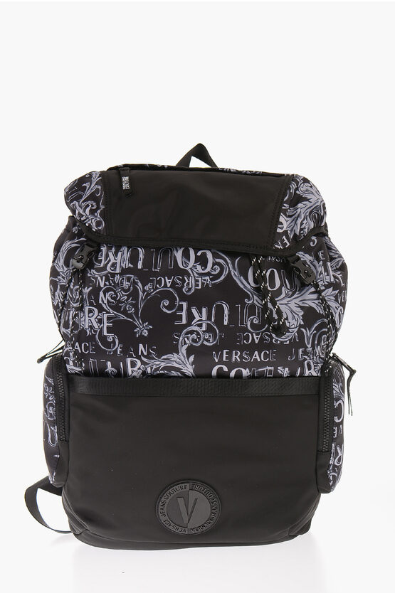 Versace Jeans Couture All-over Logo Multipockets Backpack