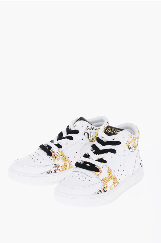 Versace Jeans Couture Baroque Printed Leather Starlight High-top Sne In White