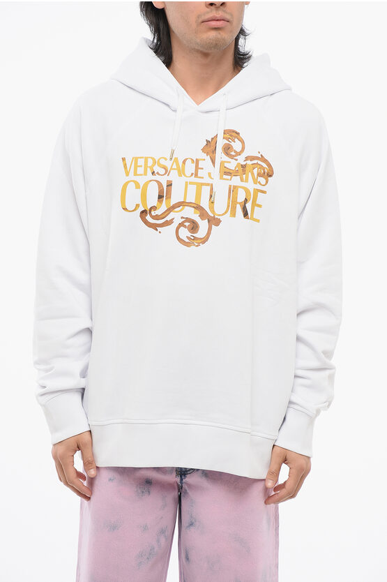 Versace Jeans Couture Brushed Cotton Hoodie With Printed Logo