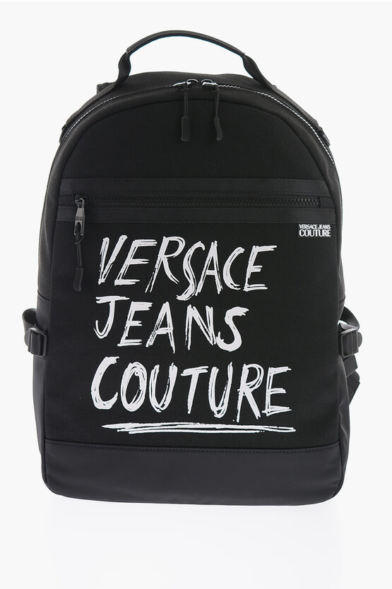 Versace Jeans Couture Canvas Backpack With Printed Contrasting Logo