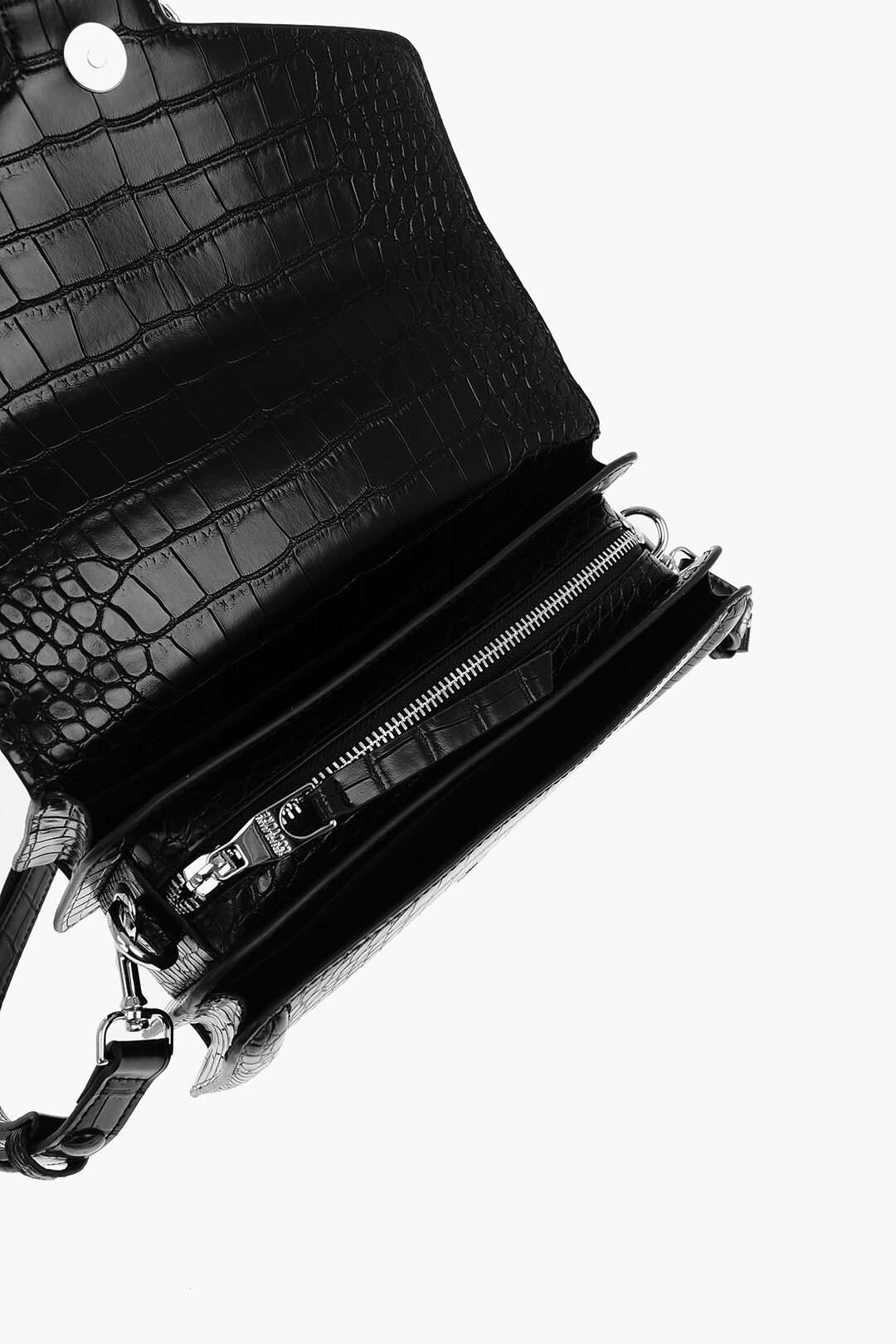 Versace JEANS COUTURE Crocodile Effect Faux Leather Shoulder Bag