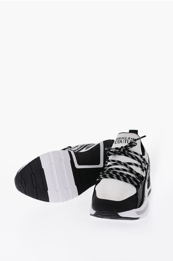 Versace Jeans Couture Fabric Dynamic Trainers With Logoed Details In White