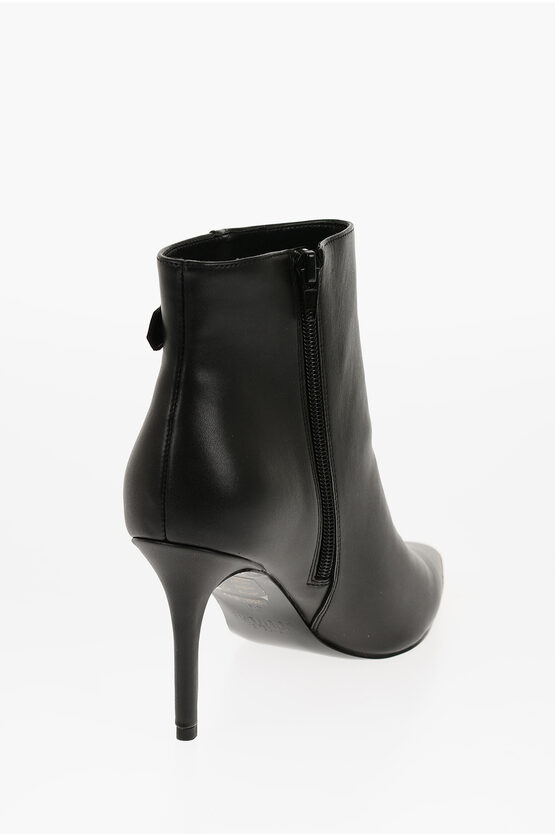 JEANS COUTURE Faux Leather Ankle Booties SCARLETT with Side Zip and Gold Detail 9cm Heel