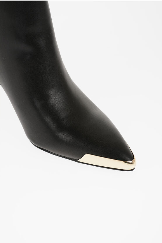 JEANS COUTURE Faux Leather Ankle Booties SCARLETT with Side Zip and Gold Detail 9cm Heel