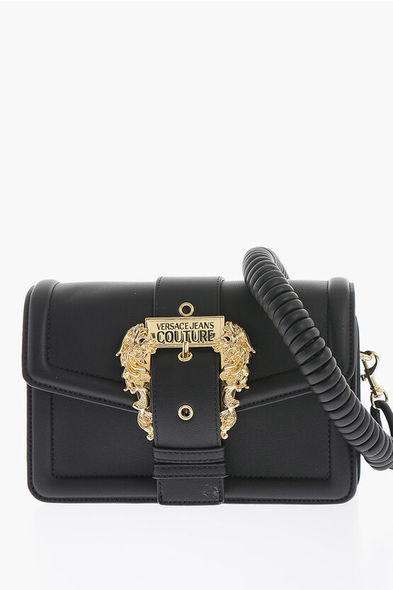 Versace Jeans Couture Faux Leather Bag Embellished With Maxi Golden In Black