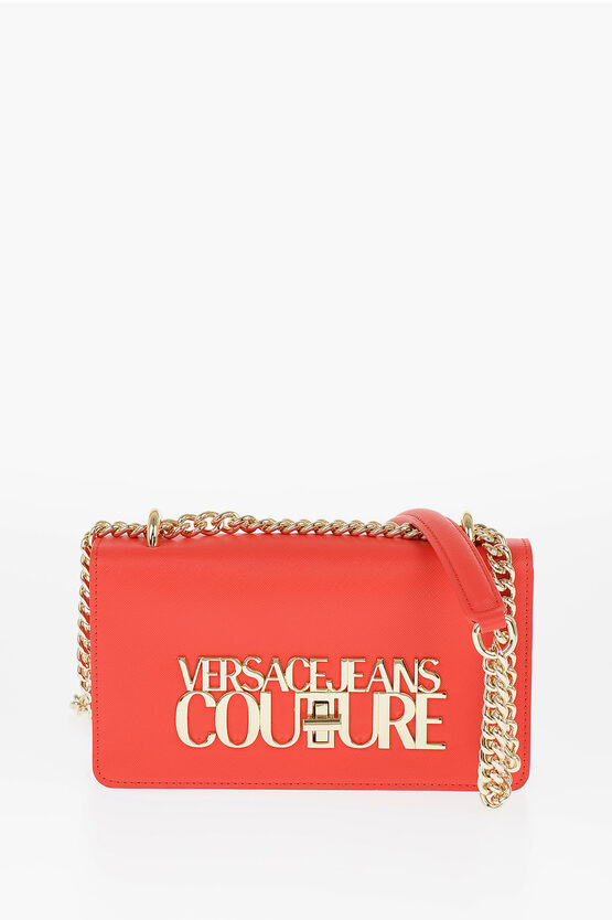 Versace Jeans Couture Faux Leather Crossbody Bag With Golden Logo An In Black