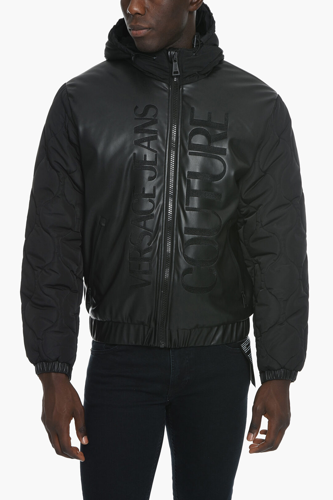 VERSACE JEANS COUTURE ジャケット　ロゴジップ　黒　M VERSACE JEANS COUTURE - Jacket With Logo Versace