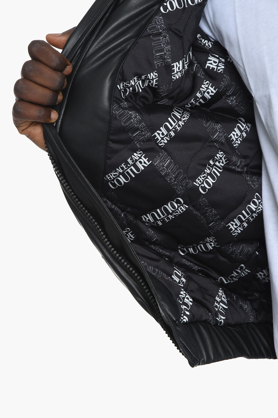 Versace JEANS COUTURE Faux-leather Puffer Jacket with Ton-sur-ton