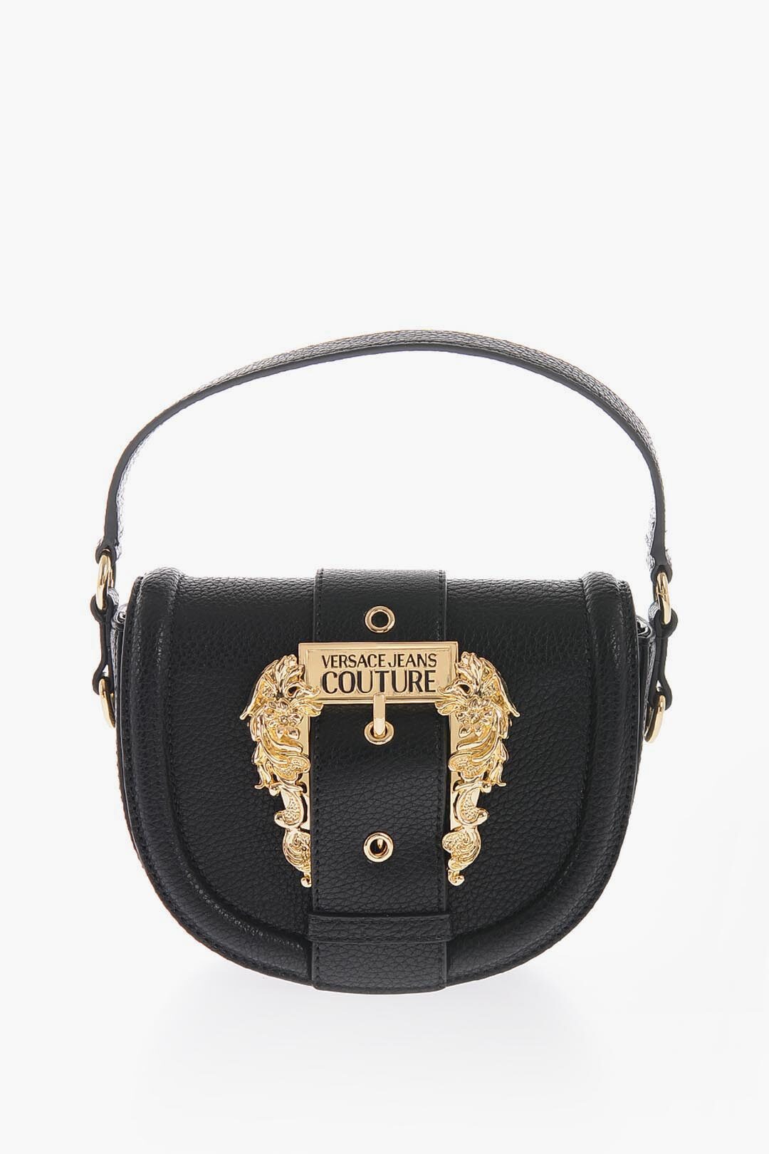 Versace JEANS COUTURE Faux Leather Saddle Bag with Maxi Golden