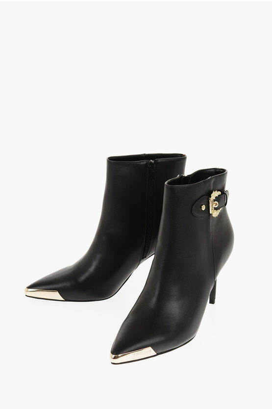 Versace Jeans Couture Faux Leather Scarlett Booties With Side Zip An In Black