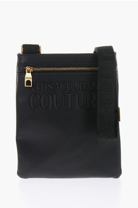 Versace Jeans Couture Faux Leather Shoulder Bag With Embossed Logo