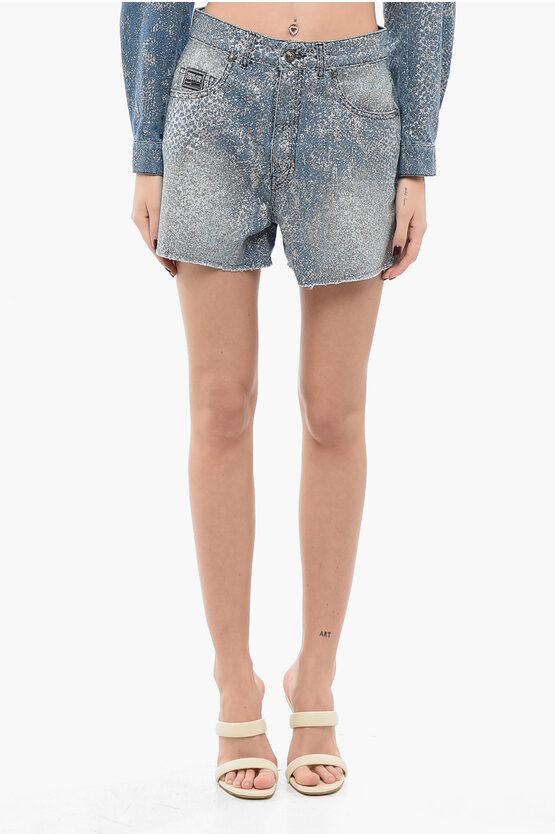 Versace Jeans Couture Glittery Denim Shorts