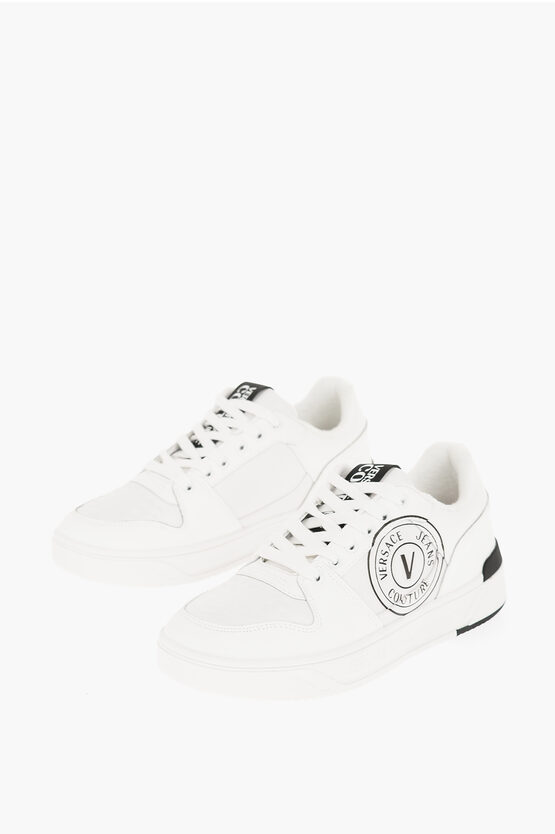 Versace Jeans Couture Leather And Fabric Starlight Low Top Sneakers In White