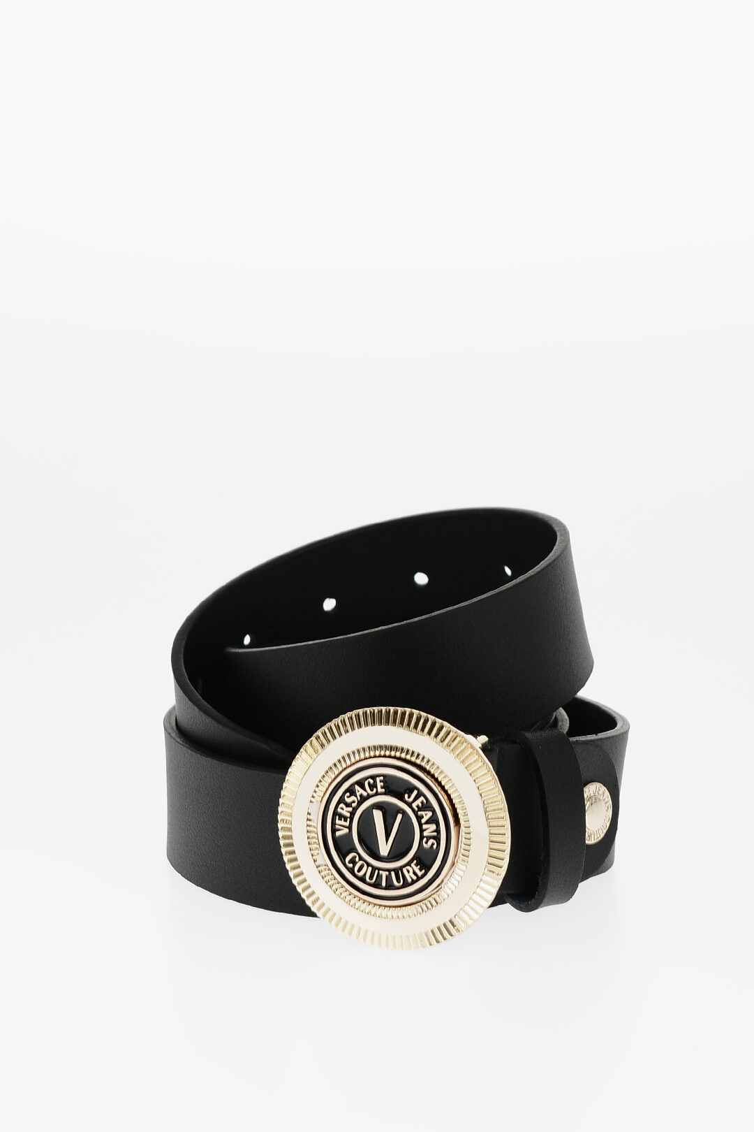 Versace JEANS COUTURE Leather Belt with Metal Logoed Buckle 35mm men -  Glamood Outlet