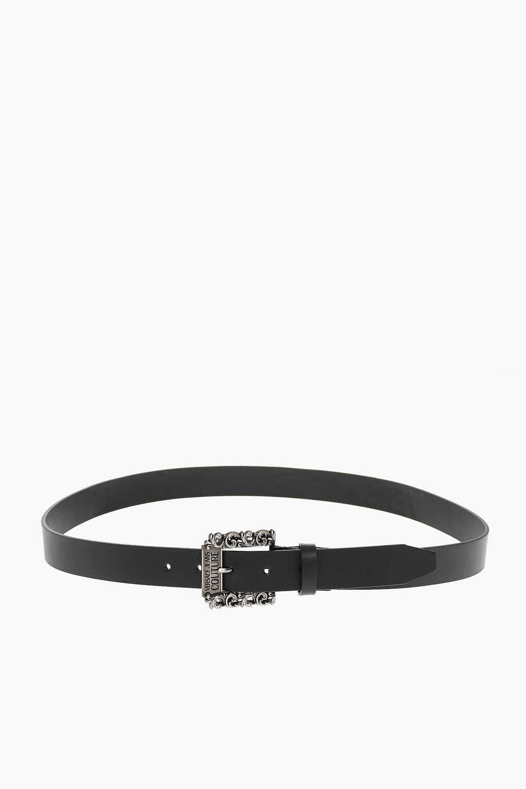 Versace JEANS COUTURE Leather Belt with Studded Logo 30mm
