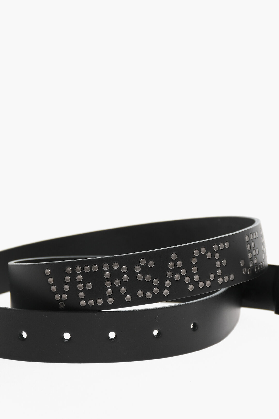 JEANS COUTURE Leather Belt with Studded Logo 30mm