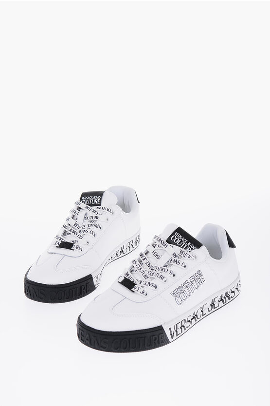 Versace Jeans Couture Leather Court 88 Sneakers With Logoed Strings In White