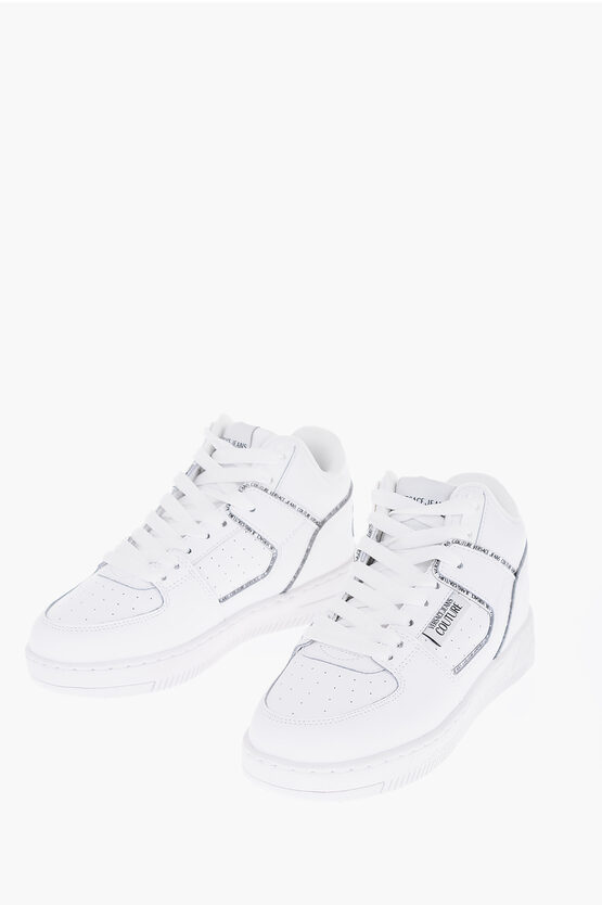 Versace Jeans Couture Leather Meyssa Trainers With Printed Contrasti In White