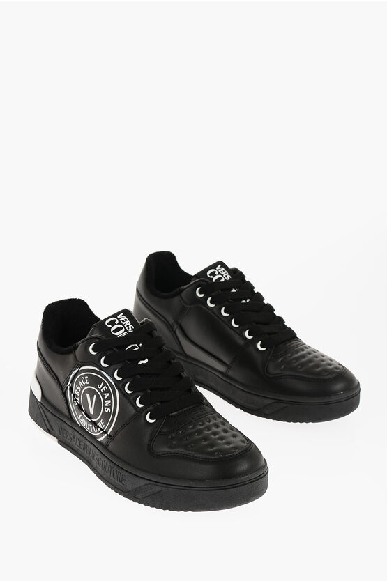 Versace Jeans Couture Leather Starlight Low Top Sneakers With Contra In White