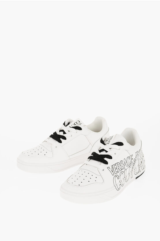 Versace Jeans Couture Leather Starlight Low Top Sneakers With Printe In White